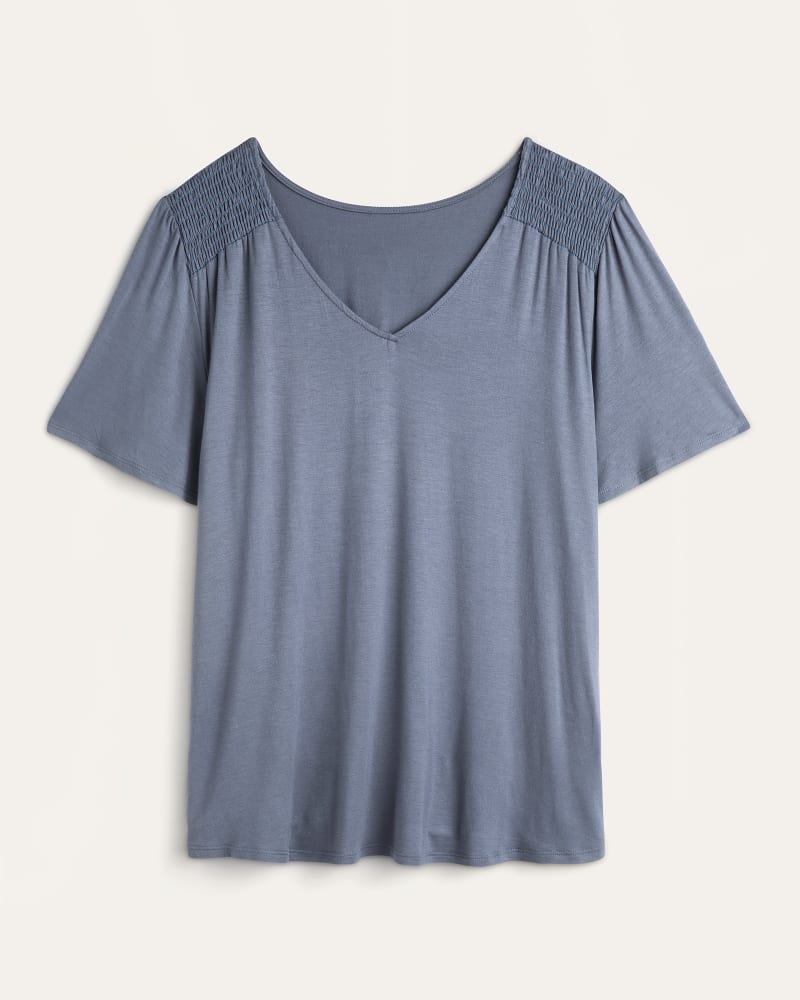 Front of plus size Melissa Smocked-Shoulder Top by Molly&Isadora | Dia&Co | dia_product_style_image_id:176135